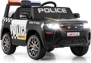 SlickBlue 12V Kids Ride on Police Car with Remote and Siren Flashing Lights