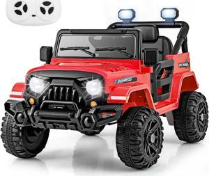 SlickBlue 12V Kids Ride on Truck Car with Remote Control Threaded Wheels and 3 Speeds