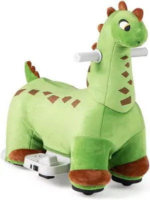 SlickBlue 6V Kids Ride on Dinosaur with Foot Pedal and Padded Seat and Music-Green
