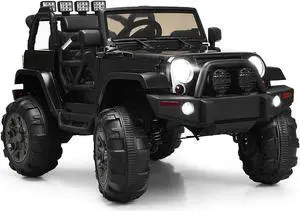SlickBlue 12V Kids Remote Control Riding Truck Car with LED Lights