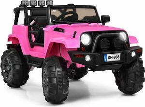 SlickBlue 12V Kids Remote Control Riding Truck Car with LED Lights
