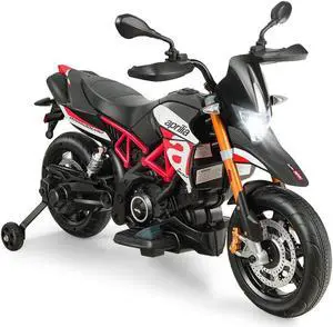 SlickBlue 12V Kids Ride-On Motorcycle Aprilia Licensed with Sounds and Music