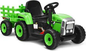 SlickBlue 12V Ride on Tractor with 3-Gear-Shift Ground Loader for Kids 3+ Years Old