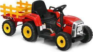 SlickBlue 12V Ride on Tractor with 3-Gear-Shift Ground Loader for Kids 3+ Years Old