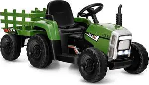 SlickBlue 12V Ride on Tractor with 3-Gear-Shift Ground Loader for Kids 3+ Years Old