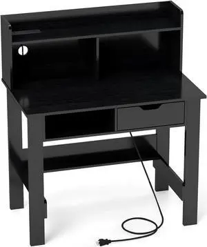 SlickBlue Computer Desk with Power Outlets USB Ports and Type-C