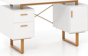 SlickBlue 51 Inch Computer Desk with Floating Desktop and Dual Drawers