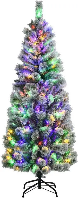 SlickBlue Pre-Lit Hinged Christmas Tree with Remote Control Lights