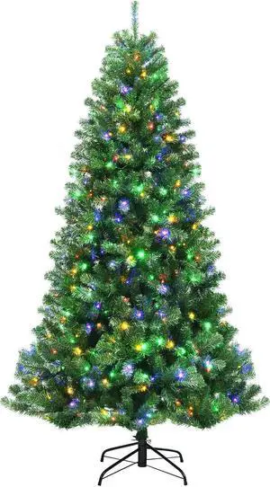 SlickBlue Artificial Hinged Christmas Tree with Remote-controlled Color-changing LED Lights