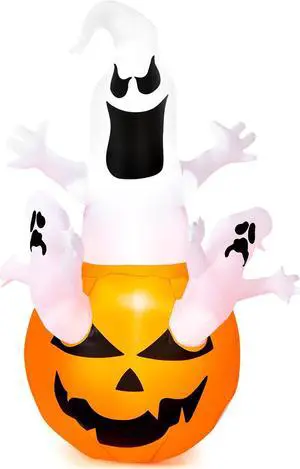 SlickBlue  Pumpkin-Halloween Blow Up Yard Decorations with Build-in LED Light
