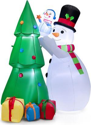 SlickBlue  Tall Inflatable Christmas Snowman and Tree Decoration Set with LED Lights