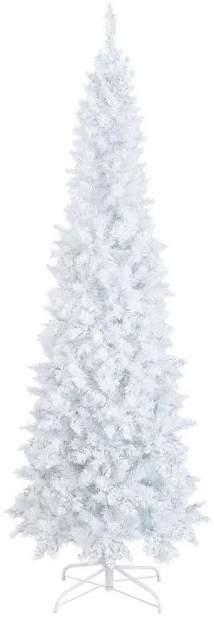 SlickBlue Pre-Lit Hinged Pencil Christmas Tree White with 300 LED Lights and 8 Flash Modes