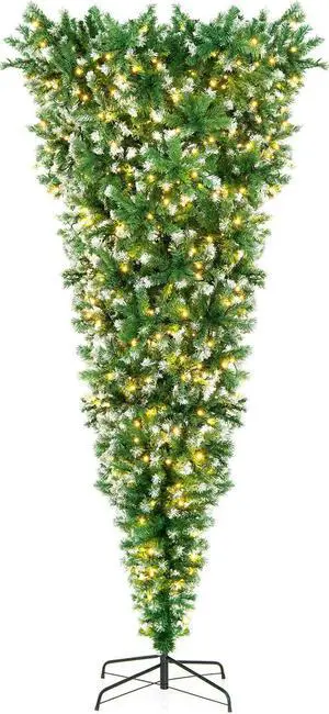 SlickBlue  Pre-Lit Snowy Upside Down Christmas Tree 1100 Tips