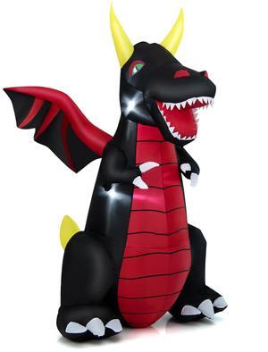 SlickBlue Halloween Inflatable Fire Dragon  Decoration with LED Lights