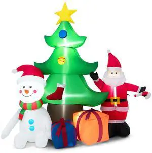 SlickBlue Inflatable Lighted Christmas Decoration Tree with Santa Claus