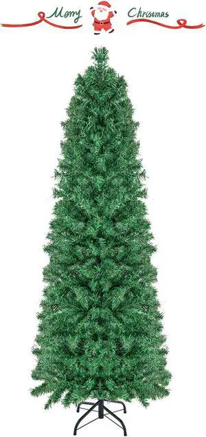 SlickBlue Pre-Lit Christmas Pencil Tree with Colorful Fiber Optics