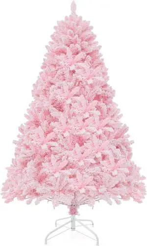SlickBlue Flocked Artificial Xmas Tree Hinged with 350 LED Lights