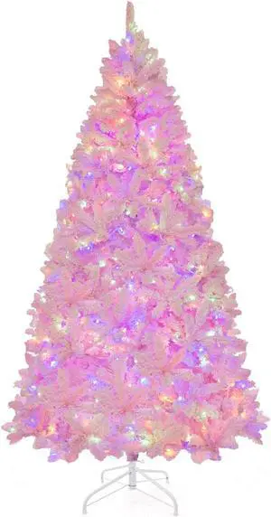 SlickBlue Flocked Artificial Christmas Tree with 500 LED Lights and 1200 Branches