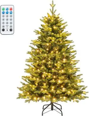 SlickBlue Artificial Xmas Tree Hinged with 11 Lighting Modes and Remote Control