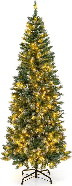 SlickBlue Pre-Lit Artificial Christmas Tree with  618 Snowy Branch Tips