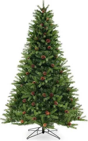 SlickBlue Artificial Christmas Tree with Pine Cones and Adjustable Brightness