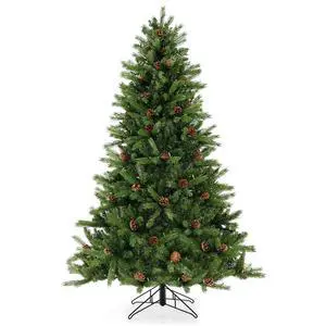SlickBlue Artificial Xmas Tree with Pine Cones and Customizable Light Settings