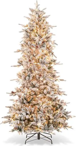 SlickBlue Pre-Lit Full Artificial Christmas Tree with Built-In Lights for Seasonal Decor