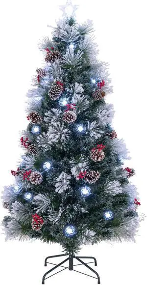 SlickBlue Flocked Christmas Tree with 8 Lighting Modes for Festive Decor