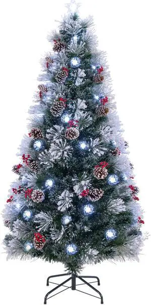 SlickBlue Artificial Flocked Christmas Tree with 8 Light Functions