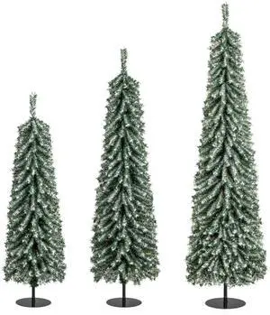 SlickBlue Artificial Christmas Tree Set of 3 with Realistic Accumulated Snow