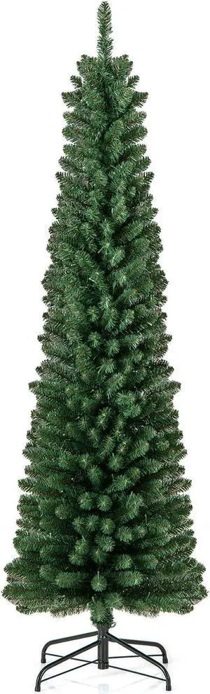 SlickBlue Pencil Christmas Tree with Memory Wire Branch Tips and Warm  LED Lights