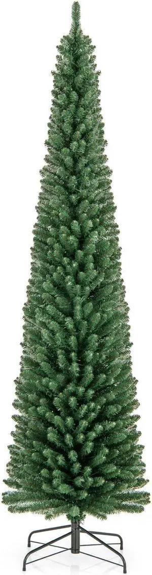 SlickBlue Pre-Lit Slim Pencil Christmas Tree with Warm White LEDs and Sturdy Branches