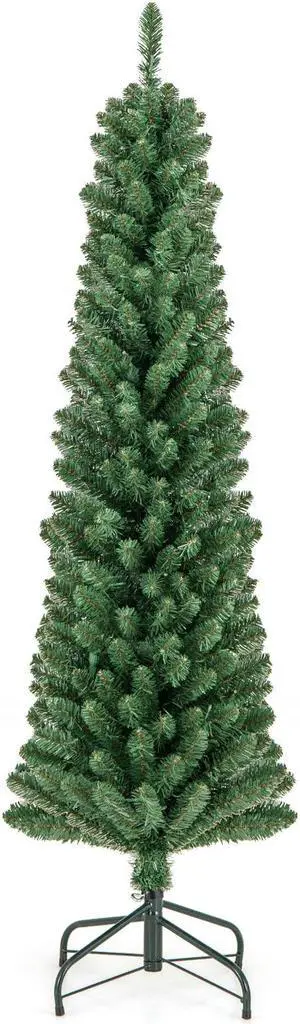 SlickBlue Artificial Pencil Christmas Tree with Memory Wire Tips and Soft Glow LED Lights