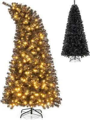 SlickBlue Artificial Christmas Tree with Bendable Top Section and Warm Light