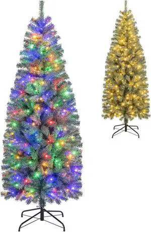 SlickBlue Pre-Lit Blue Artificial Christmas Tree with 9-Mode LED Lights