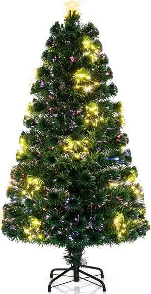 SlickBlue Pre-Lit Artificial Xmas Tree with Top Star and Branch Tips-5 FT