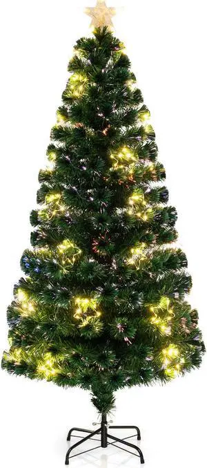 SlickBlue Pre-Lit Artificial Xmas Tree with Top Star and Branch Tips-6 FT