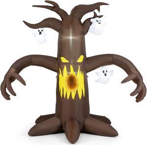 SlickBlue 7.8 Feet Halloween Inflatables Scary Dead Tree Halloween Decoration with Ghost