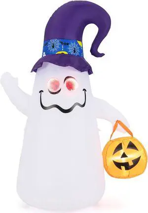 SlickBlue 6 Ft Halloween Inflatables Cute Ghost with Dimming Infinity Mirror Light