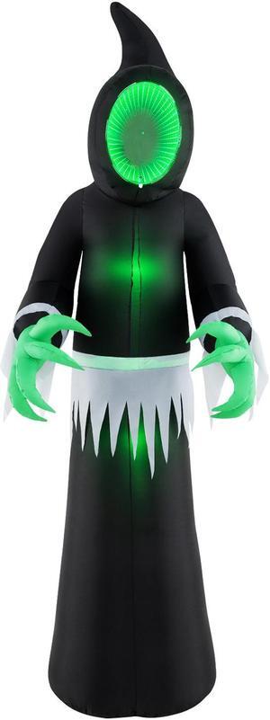 SlickBlue 8 Feet Giant Halloween Inflatable Ghost with Built-in LED Lights and Mirror Face