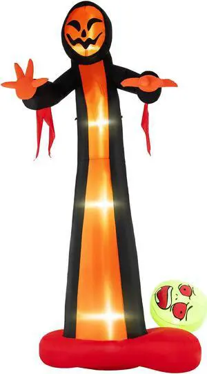 SlickBlue 12 Feet Inflatable Grim Reaper Ghost with Built-in LED Lights and Scary Skull