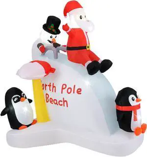 SlickBlue 6 Feet Christmas Inflatable with Blow up Penguins and Santa Decoration