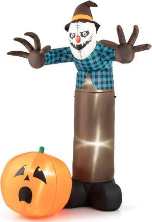 SlickBlue 7 FT Inflatable Halloween Haunted Scarecrow Pumpkin Ghost with Built-in LED Lights