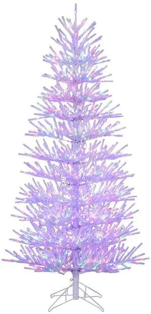 SlickBlue 7 FT Artificial Pre-lit Christmas Tree Hinged Xmas Tree with 820 Coral-like Branch Tips