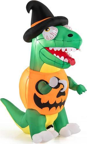SlickBlue Blow up Inflatable Pumpkin Dinosaur Yard Decoration with Built-in LED Lights