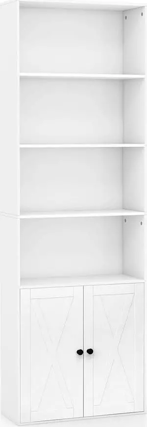SlickBlue  Freestanding Bookshelf with 6 Shelves and 2-Door Cabinet