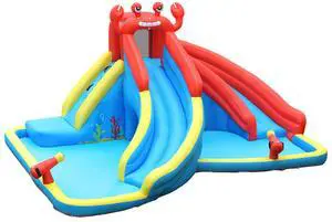 SlickBlue Inflatable Water Slide Crab Dual Slide Bounce House without Blower