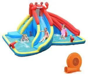 SlickBlue Inflatable Water Slide Bounce House with Water Cannon with 680W Blower