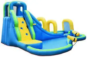 SlickBlue Inflatable Water Slide Kids Bounce House with Water Cannons and Hose Without Blower