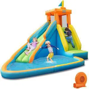 SlickBlue Inflatable Water Slide Kids Bounce House with 680W Blower
